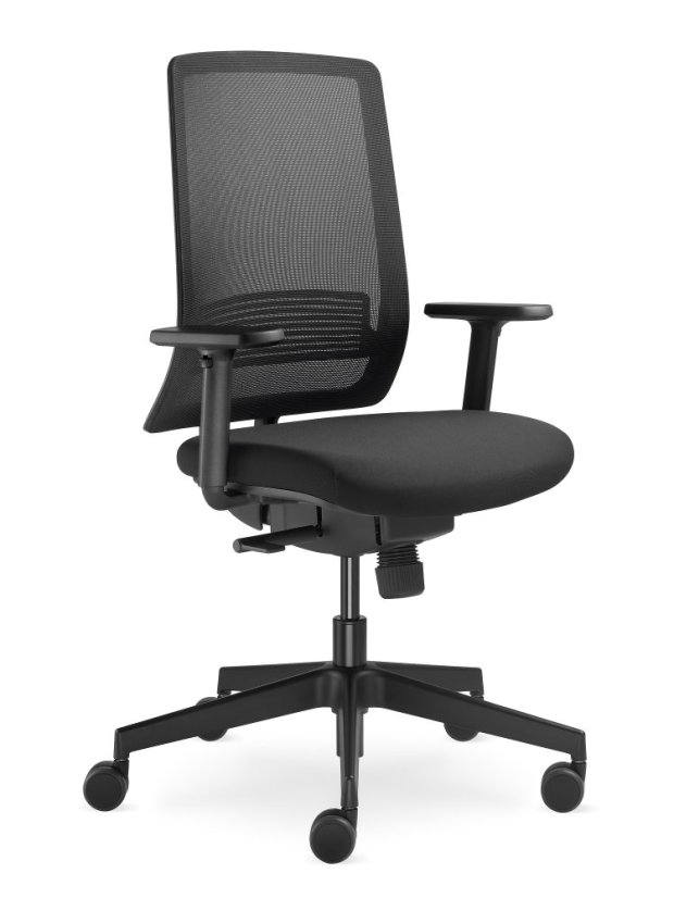 Kancelárska stolička LYRA Air s podrúčkami – synchronný mechanika, sieťovina, čierna LD Seating