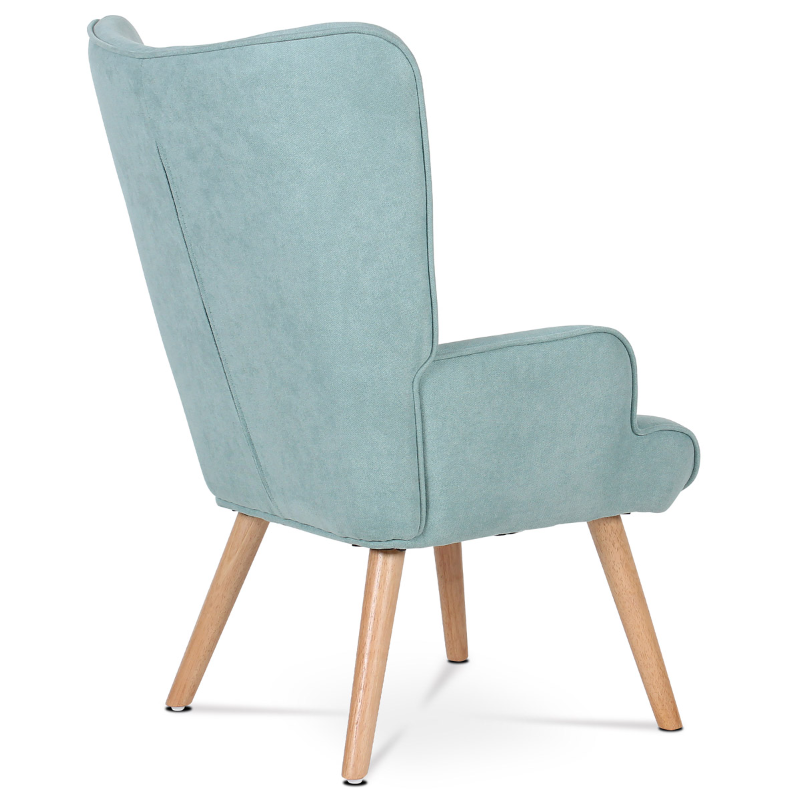 Relaxačné kreslo ušiak s podnožkou ALFIE – masív, látka, modrá