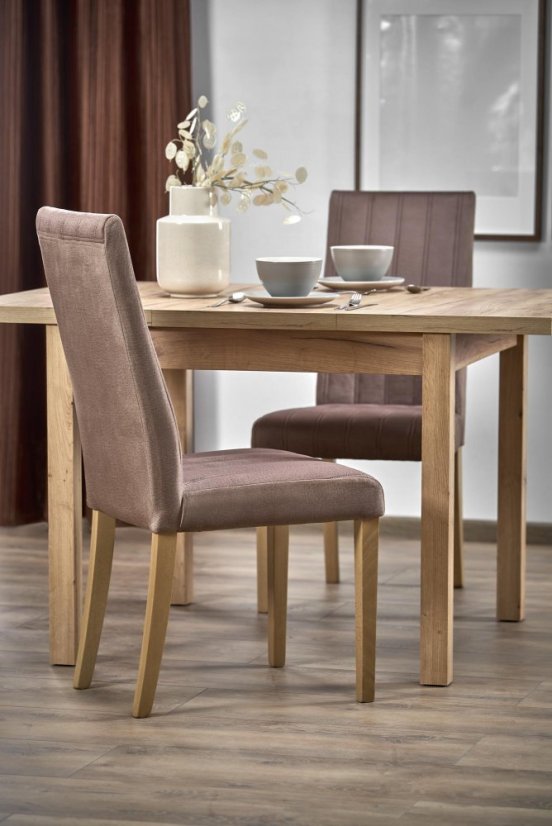 Jídelní rozkládací stůl TIAGO — 90x90x77 (+35), dekor dub Halmar