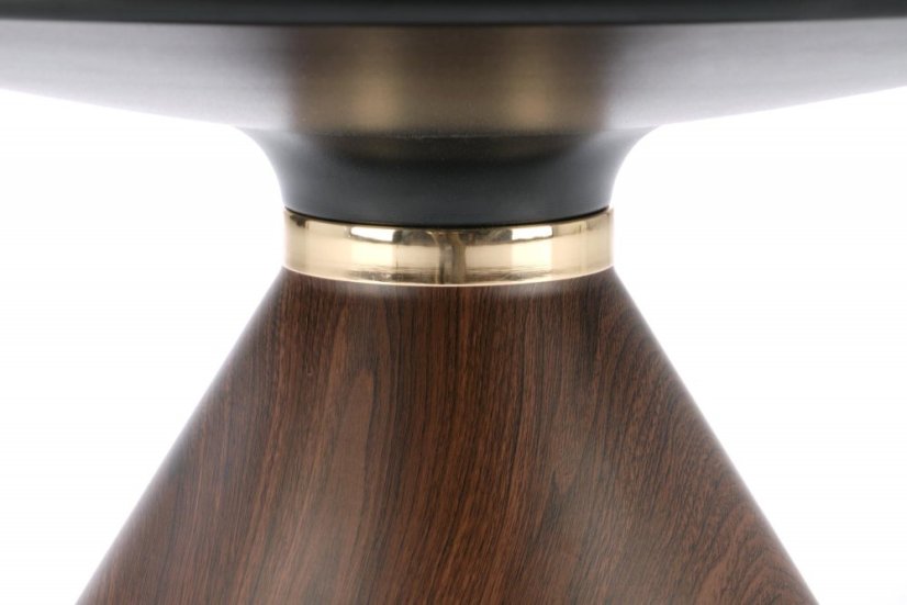 Konferenčný stolík GENESIS — keramika, kov, dekor biely mramor / orech