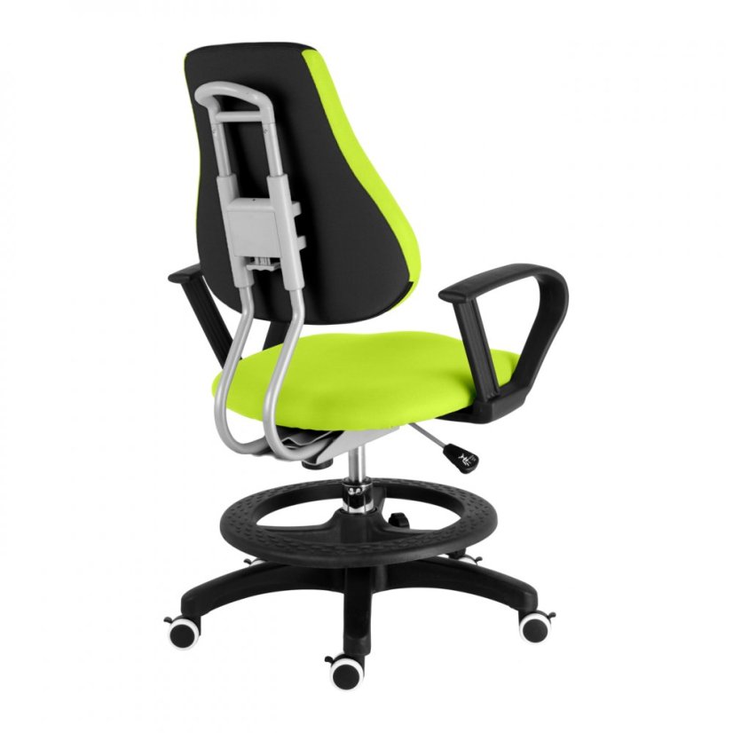 Detská rastúca stolička s podnožou BAMBINO – látka, čierno-žltozelená