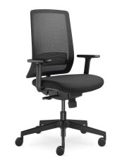 Kancelárska stolička LYRA Air s podrúčkami – synchronný mechanika, sieťovina, čierna LD Seating
