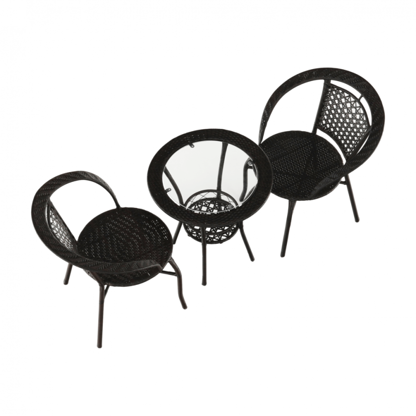 Zahradní set LASAN 1 + 2 – umělý ratan, hnědá