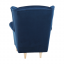 Relaxační křeslo ušák s taburetem ASTRID —  dřevo/látka, více barev - Barevné provedení křesla ušák ASTRID: Modrá