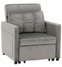 Rozkládací křeslo IGRIM — světlešedá látka/plast