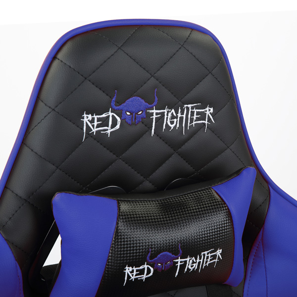 Herné kreslo RED FIGHTER C1 – umelá koža, čierna / modrá, nosnosť 150 kg