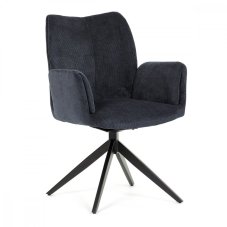 Jídelní otočné křeslo ZENON — kov, látka, modrá (lehce poškozené nohy z nepohledové strany)