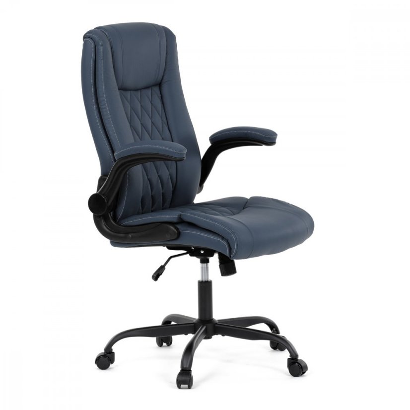 Kancelárske kreslo CYRUS — kov, ekokoža, modrá