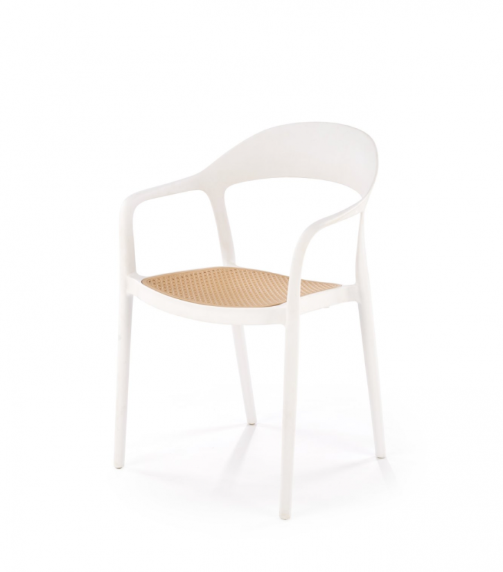 Plastové kresielko BIRK — biela / prírodná Plastové kresielko BIRK — biela / prírodná
