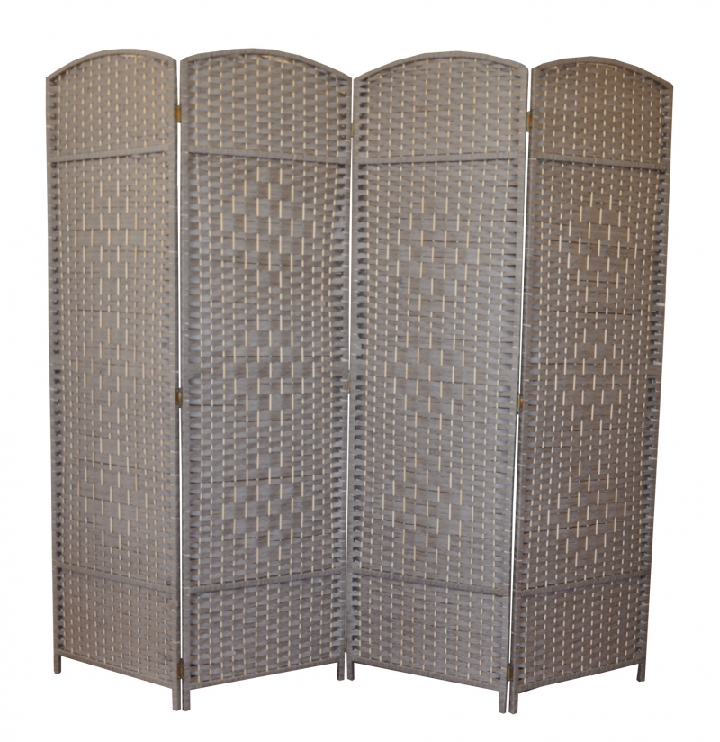 Paravan MANIRI II — dřevo, papír, světle šedá