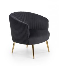 Designové křeslo CROWN — kov, látka, černé