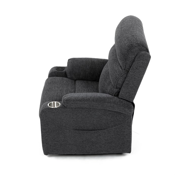 Relaxační křeslo s elektrickým polohováním HOMER - látka, šedá