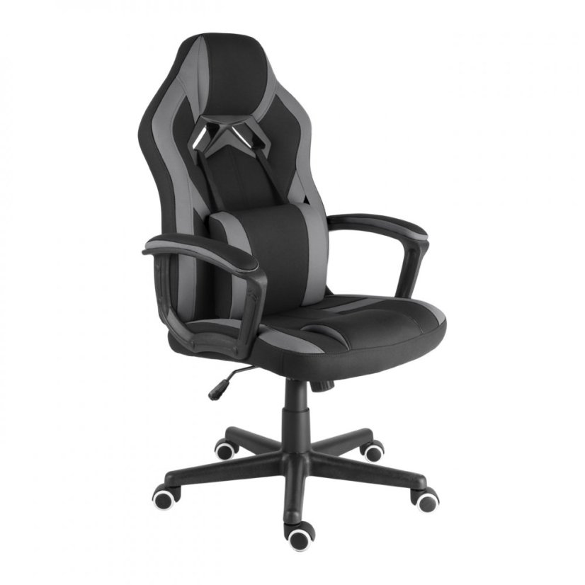 Detská herná stolička A-RACER ZK-013 — látka, čierna/siva