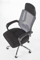 Kancelářské křeslo s podnožkou FREEMAN – látka, síť, černá / šedá Halmar