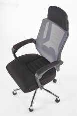 Kancelárske kreslo s podnožkou FREEMAN – látka, sieť, čierna / šedá