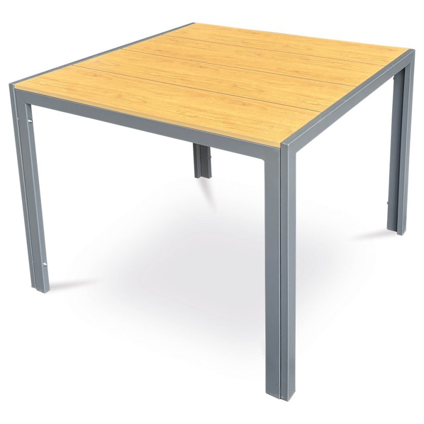 Zahradní stůl rozkládací METRAX — 90x90 cm, kov, polywood, hnědá Autronic