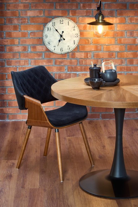 Jídelní kulatý stůl CARMELO –? 100x75, ořech, černý Halmar