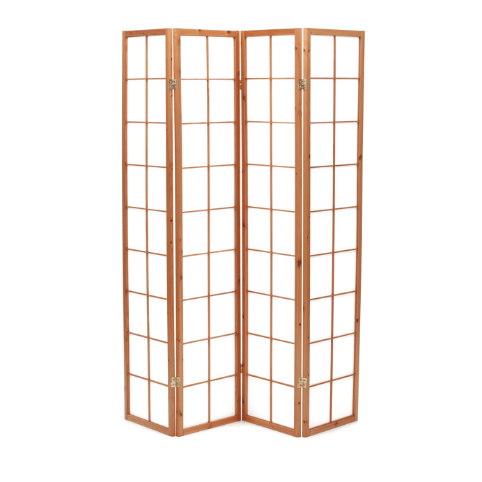 Drevený paraván PARVIO 4 dielny – masív smrek a biela textília