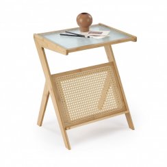 Konferenční stolek FLORA - bambus, ratan, sklo, přírodní