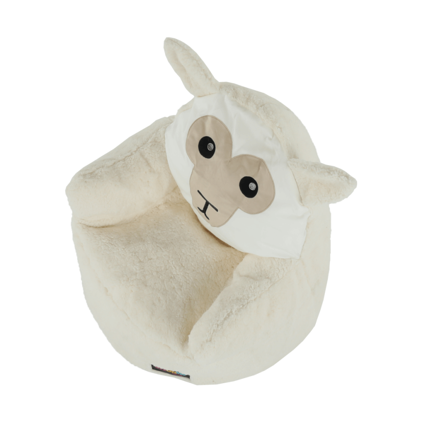 Detský sedací vak BABY s ovečkou — 55×50, biela/smotanová