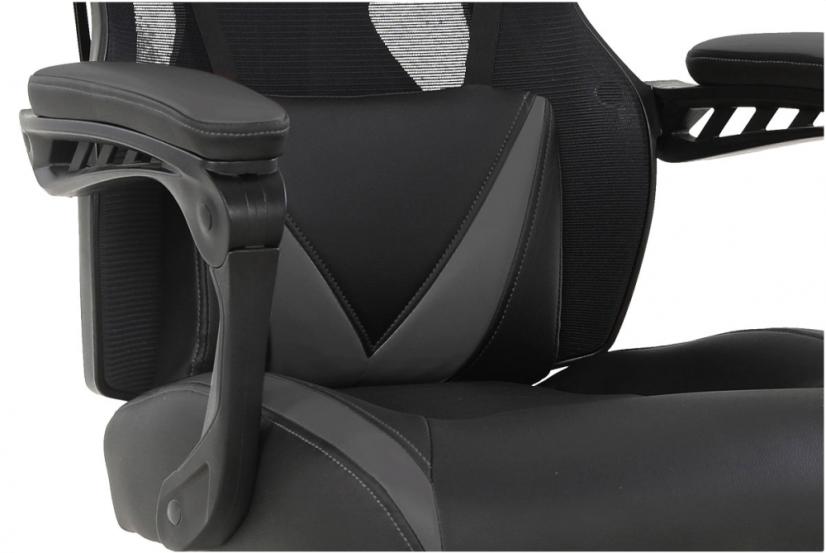 Herní křeslo TOP RACING – síť/PU kůže, černá, nosnost 130 kg Autronic