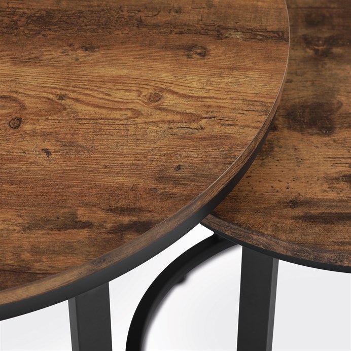 Sada 2 konferenčných stolíkov OREO 3 – dekor starého dreva, čierna kovová podstava Autronic