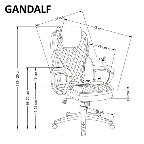 Kancelářské křeslo GANDALF — ekokůže, černá / šedá