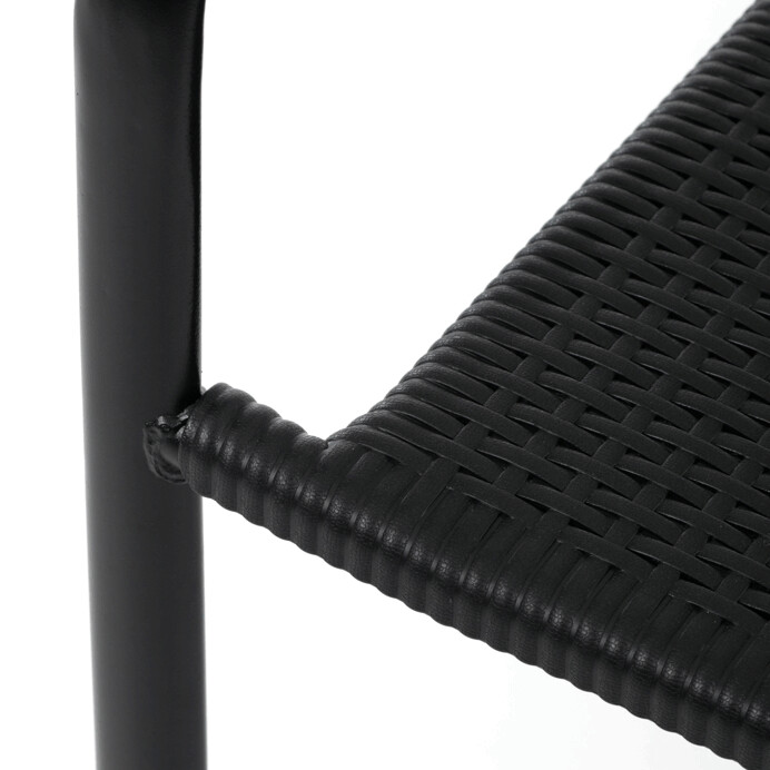 Záhradná stolička SLATE – čierna, kovový rám, plastové sedadlo