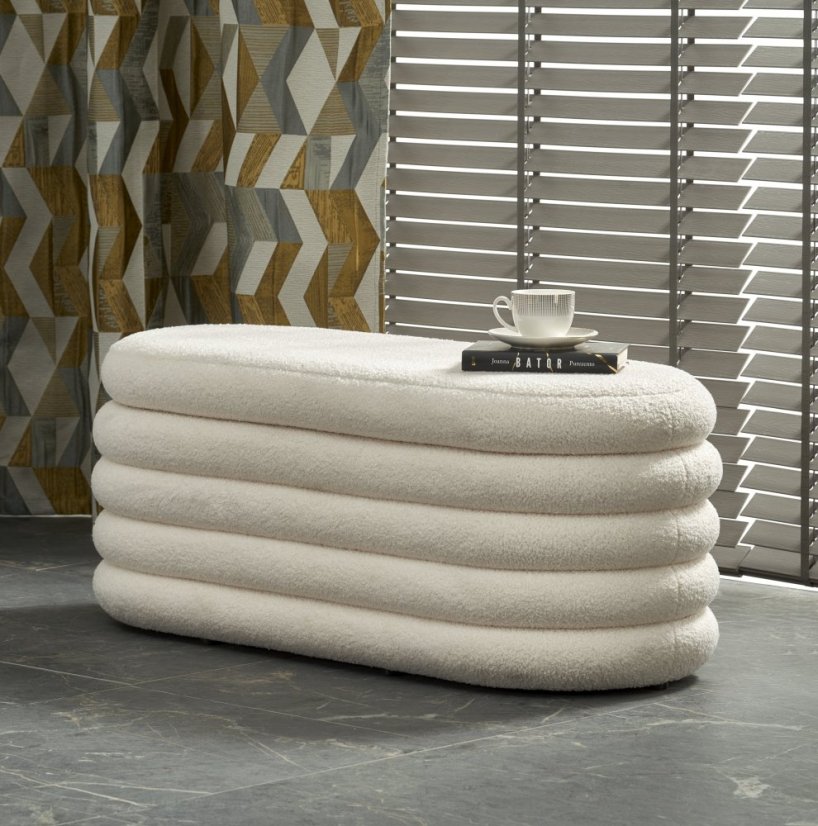 Taburet BLISS s úložným priestorom — látka, krémová