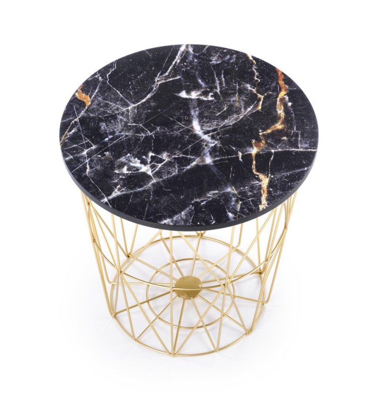 Konferenční stolek HARISSA — kov, zlatá / černá Halmar