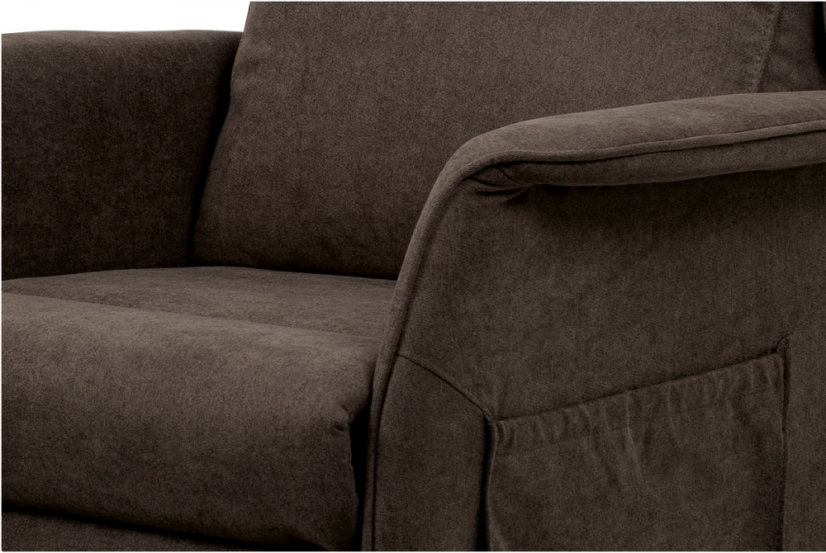 TV křeslo ušák SANDUR s elektrickým polohováním — hnědá látka, kov Autronic