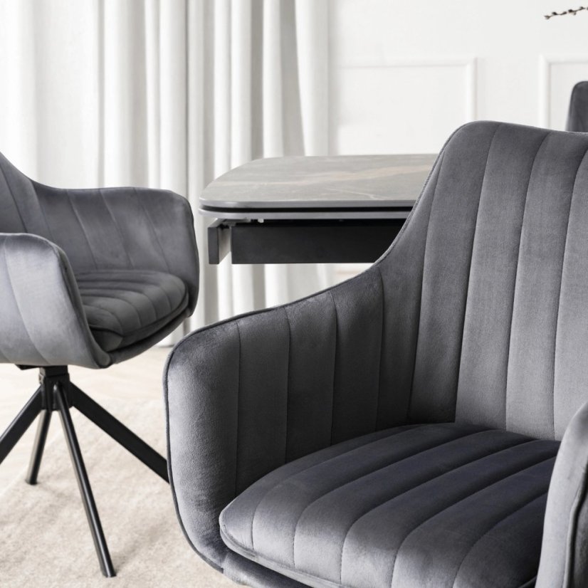 Otočná stolička MUMBAI 2 Šedá Zamat – Elegantný Komfort pre Domov i Kanceláriu