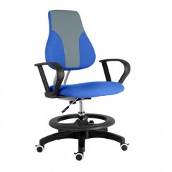 Dětská rostoucí židle s podnoží BAMBINO – látka, šedo-modrá