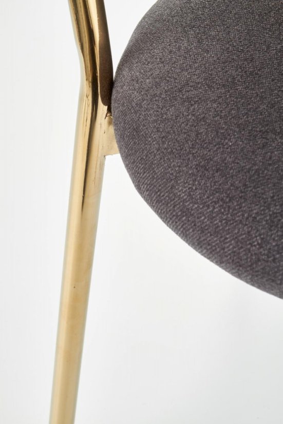 Jedálenská stolička LYSE – oceľ, látka, sivá, zlatá