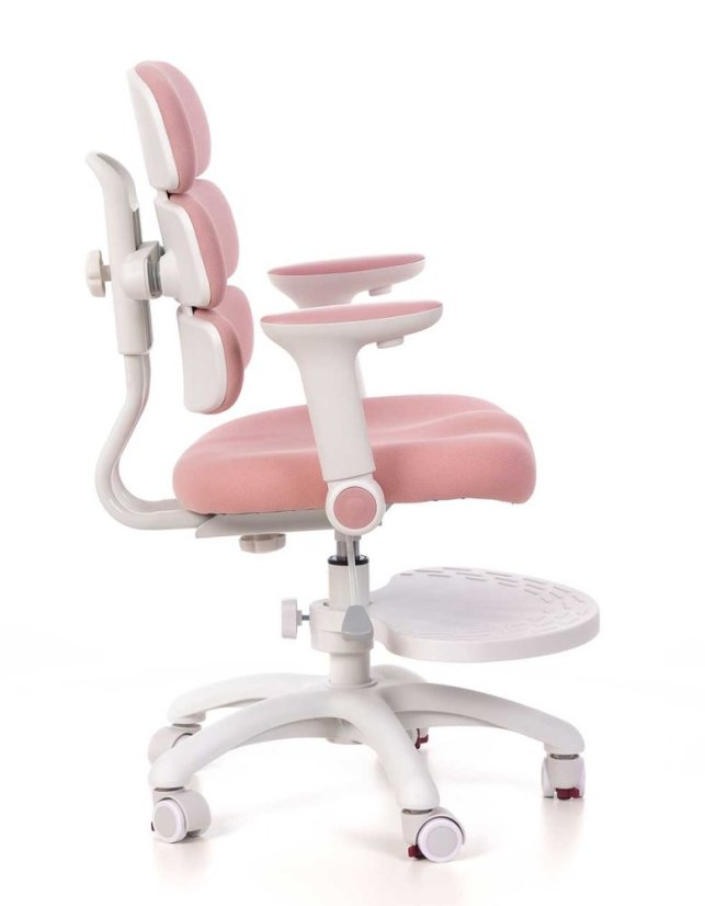 Dětská rostoucí židle GRIDDY — látka, bílá / růžová