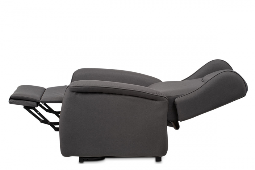 TV křeslo ušák MARLON s elektrickým polohováním — šedá látka, 2 motory, nosnost 140 kg Autronic