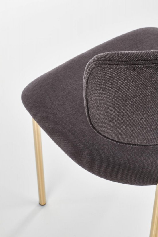 Jedálenská stolička LYSE – oceľ, látka, sivá, zlatá