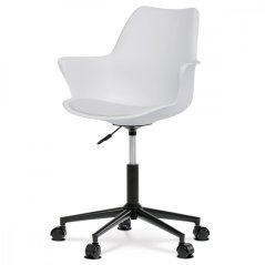Kancelárska stolička NIDORA — plast, ekokoža, oceľ, čierna / biela
