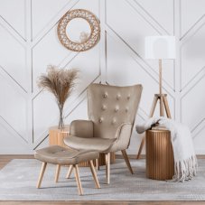 Luxusné béžové zamatové kreslo LOZANO pre elegantné interiéry