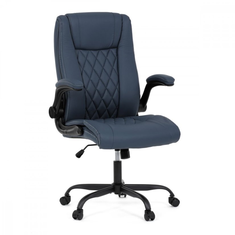 Kancelárske kreslo CYRUS — kov, ekokoža, modrá