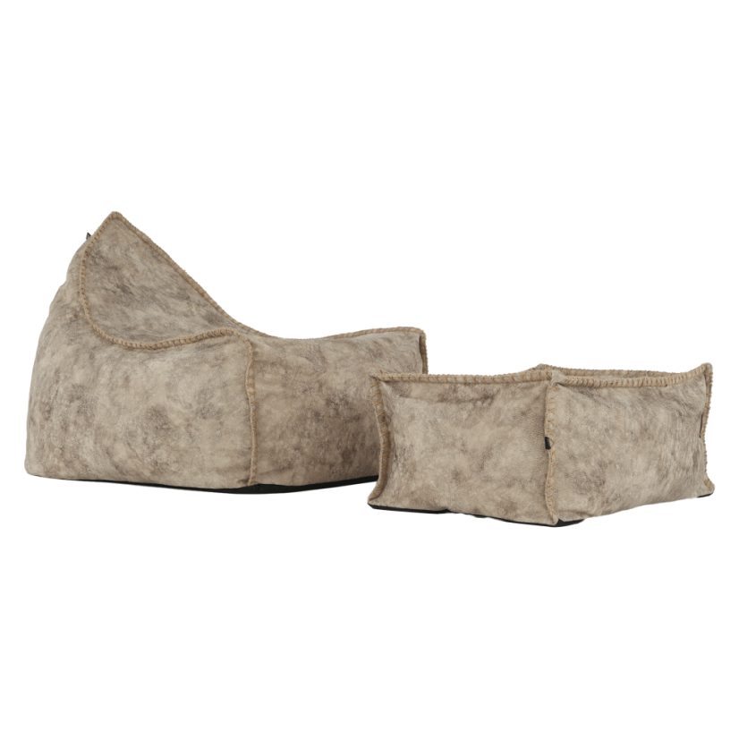 Sedací vak s taburetom FOLAN — béžovohnedá