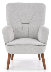 Relaxační křeslo ušák BISHOP — masiv, látka světle šedá Halmar