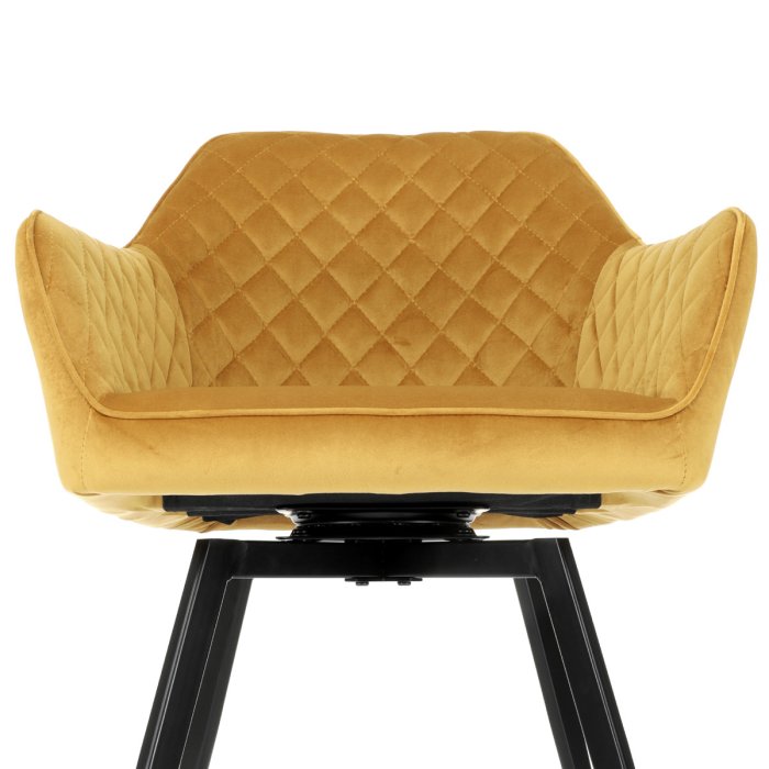 Jedálenské otočné kresielko YELD — kov, látka, žltá