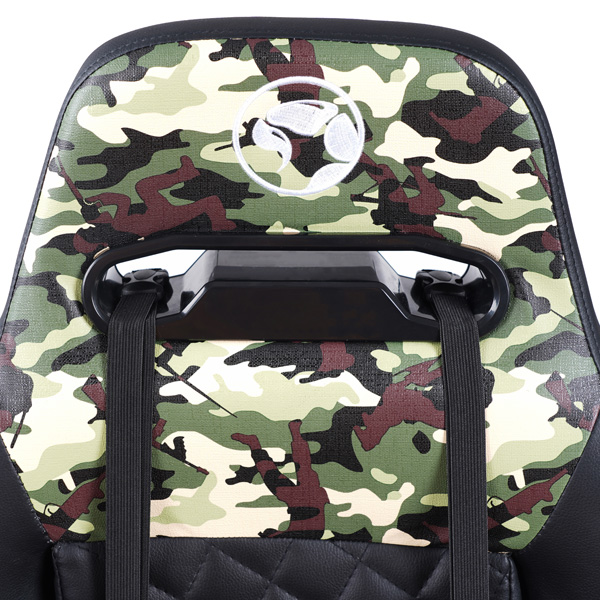 Herní křeslo Marvo CH-134 s podnožkou – PU kůže, černá / army, nosnost 150 kg