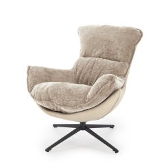 Designové kreslo LOBSTER — látka, ekokoža, béžová