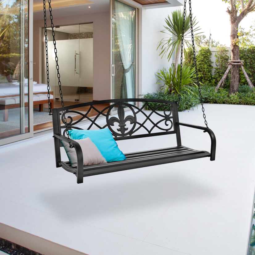 Zahradní houpačka ABEA — ocel, černá Kondela