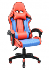 Herná stolička SPIDEX — ekokoža, modrá / červená