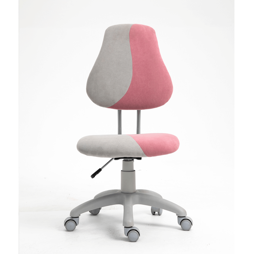 Detská rastúca stolička RAIDON – látka, plast, sivá / ružová