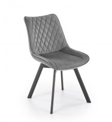 Jedálenská otočná stolička MIRAK — kov, látka, sivá