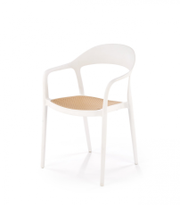 Plastové kresielko BIRK — biela / prírodná